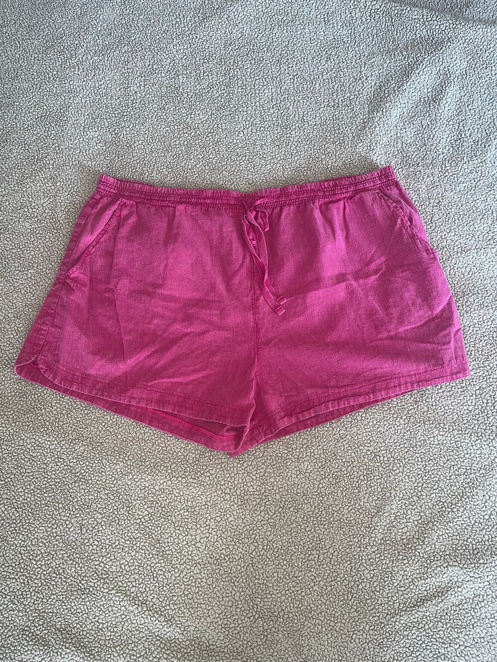 Time and Tru Linen Blend Pink Drawstring Beach Shorts Womens XXXL